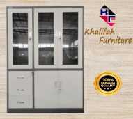 LEMARI BESI KACA 3 PINTU