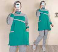 Baju Olahraga Setelan Hijau Tosca